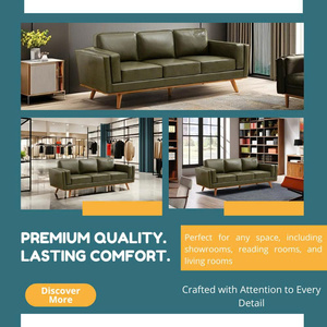 Modern Mid Century Real Leather <b>Sofa</b> Set Cognac Color 3 Seater Loveseat <b>Single</b> Chair Wooden Legs Living Room Furniture - Product Image 4