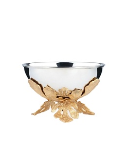 Tazón Plateado con Base de Hoja de Oro, Plato Decorativo para Servir, Decoración Elegante para el Hogar, para Comedor, EN VENTA - Product Image 1