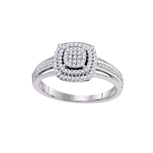 1.00 CTW Round White Diamond Halo Engagement Ring for Women | 14K Gold Square <b>Cluster</b> Bridal Wedding Ring Fine Jewelry Gift - Product Image 2
