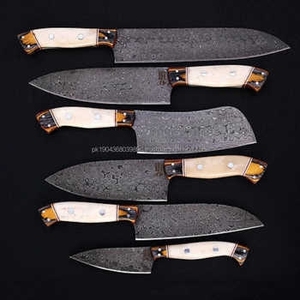 Ensemble de 5 couteaux de chef de style japonais en acier Damas et bois de rose, écologiques, professionnels, pour la découpe des fruits - Vente chaude - Product Image 2