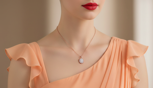 Pendentif halo « Ovale éternel » pour femme en or 14 carats et diamants naturels |   0,36 carats |   Bijoux fins de haute qualité, commandes en gros disponibles - Product Image 6