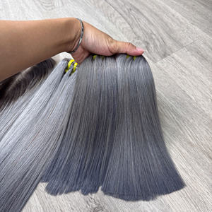 Precio al por mayor 100% Raw Virgin Vietnamese Human Lace Weft Bone Straight Ombre Grey Color Super Double Drawn Hair Extensions - Product Image 5