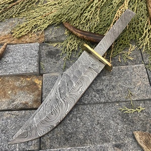 Cuchillo Bowie Industrial de Acero de Damasco Premium con Hoja en Blanco Tipo Drop Point para Caza, Etiqueta Privada, OEM, ODM, Supervivencia al Aire Libre - Product Image 4