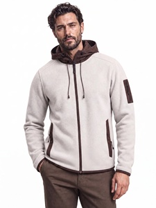 Sweat-shirt polaire zippé à capuche pour homme, couleur unie, coupe décontractée, idéal pour l'hiver, coupe ample, mélange polyester-coton, coupe-vent, imperméable, avec poches - Product Image 1