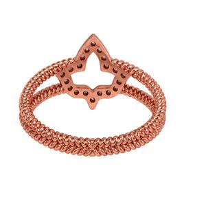 Rose Gold Rope Design <b>Ring</b> Women Elegant Fashion Jewelry <b>Crystal</b> Sterling Silver <b>Ring</b> Stylish Statement Accessory Gift Daily - Product Image 3