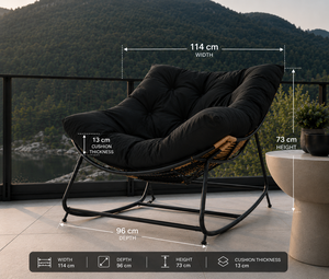 Fauteuil de salon d'extérieur, canapé à bascule en osier, siège d'appoint rembourré, mobilier de balcon - Product Image 2