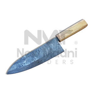 Cuchillo de cocina de acero de Damasco con hoja de punta caída y mango de madera, hecho a mano, para uso en cocina, cuchillos en venta - Product Image 1