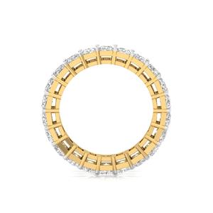 ZAWO HOUSE Women's Yellow Gold Diamond Eternity Band <b>Ring</b> Channel Setting Round Brilliant Cut Geometric Classic Wedding <b>Ring</b> - Product Image 2