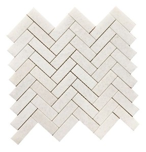 Mosaïque de marbre blanc laiteux à motif chevrons, polie, épaisseur 8 mm, moderne, pour murs intérieurs, salle de bain, résistante à l'eau, écologique - Product Image 2