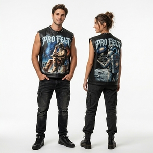 Whole Sale Cheap Price Breathable Fleece High Quality Custom Printed Cotton Casual Streetwear Summer Workout Sleeveless T Shirts - Product Image 2