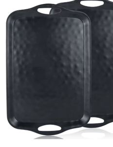 <b>Black</b> Rectangular Silicone Serving <b>Plate</b> Solid <b>Black</b> Dishwasher Safe Minimalist Design - Product Image 1