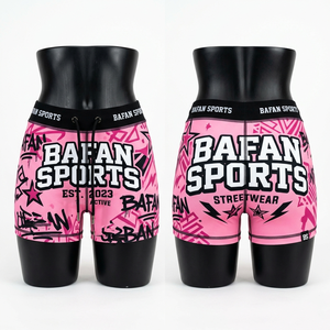 Shorts Deportivos para Mujer, 220 GSM, Poliéster y Spandex Premium, Diseño de Paneles en Rosa y Negro, Logotipo Personalizado por Sublimación, Ropa de Gimnasio - Product Image 4