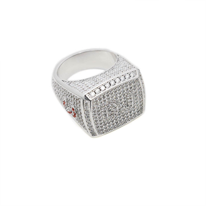 Luxury Moissanite <b>Mens</b> Statement <b>Ring</b> Square 925 <b>Silver</b> Iced Out Pave Setting <b>Silver</b> Finish Custom Initial Fashion Jewelry Gift - Product Image 6