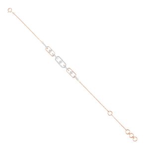 Pulsera de Lujo con Cadena Rectangular y Diamantes Cultivados en Laboratorio de 14K en Oro Rosa, Corte Brillante Redondo - Product Image 2
