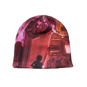 Bonnet en tricot jacquard personnalisé à motif sublimé, style court en acrylique, avec logo personnalisé, imprimé graphique – Vente chaude - Product Image 3