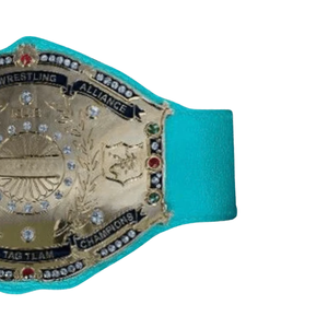 Cinturón de Campeonato de Lucha Libre Femenina de la National Wrestling Alliance, Chapado en Oro con Gemas, Correa Turquesa, Cinturones de Título Coleccionables - Product Image 4