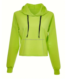 100% algodón de alta calidad pulóver señoras recortada Sudadera con capucha gimnasio entrenamiento correr entrenamiento mujeres recortadas sudaderas con capucha - Product Image 1
