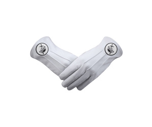OEM Knights Templar Leather Ceremonial <b>Gloves</b> White and Black Patch Custom Logo - Product Image 1