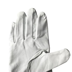 Leather Welding <b>Gloves</b> With Gray Cuff Straight Thumb Design Cotton Lined For TIG Welding Molten Metal Splash Protection - Product Image 4