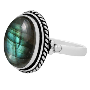 Bague bohème classique et artisanale en argent sterling 925 avec pierre précieuse labradorite taille ovale, bijou parfait pour femme - Product Image 3