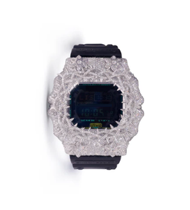 Reloj Digital para Mujer, de Lujo, Caja Cuadrada, Acero Inoxidable, Bisel de Moissanita, Esfera de Cristal, Correa de Goma, Pantalla LED, 38mm, Estilo Moderno - Product Image 1