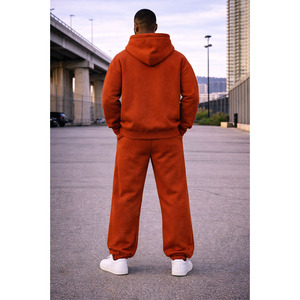 Ensemble de survêtement streetwear premium en coton molletonné épais 500 GSM, coupe oversize et carrée, délavé à l'acide, avec broderie de strass - Product Image 4