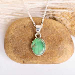 Pendentif vintage en variscite naturelle, argent sterling plaqué or, fait main, pour fiançailles et anniversaire, bijou statement - Product Image 3