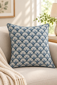 New Ridhi Modern Farmhouse Decorative Cotton Throw <b>Pillow</b> Covers Ridhi <b>Navy</b> Blue Shell Print Thanksgiving <b>Pillows</b> - Product Image 2
