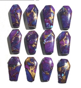 Cabochon lisse en forme de cercueil Turquoise en cuivre violet naturel pour la fabrication de bijoux Collier de pierres précieuses Bague Bracelet de pierre de naissance de mars - Product Image 2