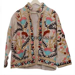 Veste TNT en gros avec broderie à la main, volants et motif floral, col en V, en coton, décontractée, pour l'hiver/le printemps, idéale pour les fêtes - Product Image 6