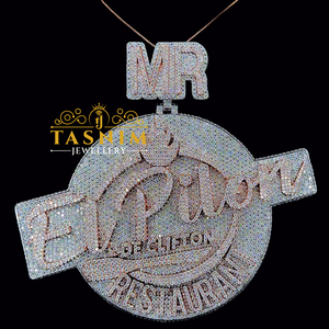 TASMIN JEWELRY Pendentif Lettre MR en Moissanite VVS style diamant, Breloque micro-incrustée Hip Hop - Product Image 1