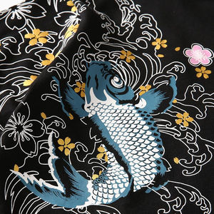 Camiseta Floral Koi Carp Sukajan 100% Algodón Manga Corta Ajuste Holgado Patrón Sólido Tejido No Tejido Venta en Línea Hecho en Pakistán - Product Image 4