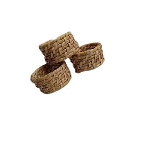 Ensemble d'anneaux de serviette tissés rustiques de luxe en fibre de jute naturelle pour la décoration de table, mariage, maison, événement, fête - Fournisseur - Product Image 1