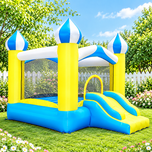 Castillo Inflable Ligero Amarillo y Azul con Tobogán, Casa de Juegos de PVC para Niños, Casa de Brinco Interior y Exterior para Parque de Trampolines y Jardín - Product Image 4