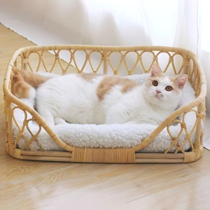 Proveedor de muebles para mascotas de ratán, cama de caña natural para gatos, sofá lounge hecho a mano para gatitos, camas tipo cueva para perros - Product Image 1
