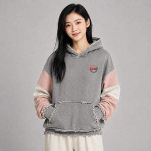 Latest OEM Wholesale <b>Women's</b> Distressed <b>Hoodie</b> Custom Logo <b>Soft</b> Cotton Fleece Warm Breathable Casual <b>Women</b> Distressed <b>Hoodie</b> - Product Image 1