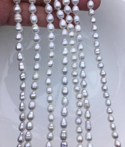 Perlas de Arroz Blancas AA, Perlas Cultivadas de Agua Dulce de 5.5-6mm, Hebra Suelta, para Fabricación de Joyería, Venta al Por Mayor - Product Image 3