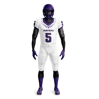 Uniforme de Fútbol Americano de los Panthers, Conjunto de Camiseta y Pantalones Blancos y Morados para Hombre, Cuello en V, Manga Corta, Absorbe la Humedad, 100% Poliéster