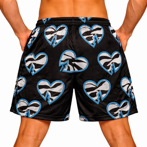 Pantalones Cortos Deportivos de Malla con Estampado de Corazones para Hombre, Transpirables, para Entrenamiento, Gimnasio, con Cordón en la Cintura, de Secado Rápido, para Correr y Hacer Ejercicio - Product Image 2