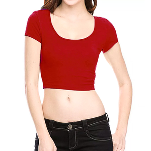 Trendy Casual Solid Women's Crop Top <b>T</b>-<b>Shirt</b> O-Neck Short Sleeve Loose Fit Quick Dry Eco-Friendly Breathable Knitted 100% Cotton - Product Image 3