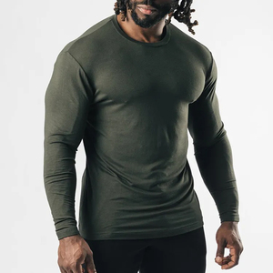 Camiseta de Compresión de Manga Larga para Hombre, Color Sólido, para Entrenamiento Deportivo en Gimnasio, Secado Rápido, Capa Base, Personalizable - Product Image 1