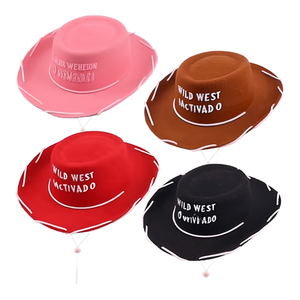 Sombrero de Vaquera del Viejo Oeste con Borde Ancho y Costuras Blancas, Sombrero de Sheriff de Juguete para Adultos y Niños, Ideal para Fiestas de Disfraces de Halloween - Product Image 3