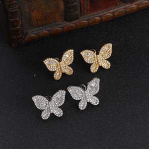 Boucles d'oreilles clous papillon en diamant de laboratoire pour femme, en argent 925, légères, avec diamant certifié, bijoux de luxe floraux, coffret cadeau - Product Image 2