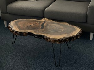 Handcrafted Natural Rustic Natural <b>Epoxy</b> Wood Log Slice <b>Coffee</b> <b>Table</b> Irregular Shape Hairpin Legs Durable Indoor Living Room - Product Image 6