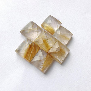 Piedra Preciosa Natural de Rutilo Dorado, Corte Cuadrado Tipo Checker, Parte Posterior Plana, Calibrada y de Calidad - Product Image 3