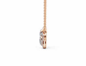 0.940 Carat Lab Grown <b>Emerald</b> Cut Halo <b>Pendant</b> 17 Piece Diamond Necklace 9K 14K 18K Rose Gold Women's Luxury Gift Jewelry - Product Image 3