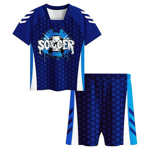 Wholesale Custom Children <b>Soccer</b> Football Uniform Uniforms for Kids Sublimated Print Blue - Product Image 1