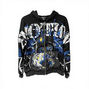 Sudadera con Capucha de Punto 100% Algodón de Alta Calidad, Gruesa, de Invierno, con Bolsillos, Cortavientos, Oversize, Estilo Y2K Hip Hop, Unisex, con Cuentas Mixtas - Product Image 4