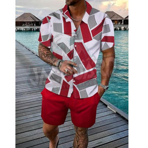 Ensemble tendance 2 pièces personnalisé décontracté d'été pour homme - T-shirt à manches courtes et short - Product Image 1