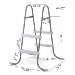 Scala per Piscina a 2 Gradini da 33 Pollici con Telaio Grigio Ferro e Gradini Bianchi, Scala per Spa Esterna in Plastica Resistente con Corrimano per Sport Acquatici - Product Image 4